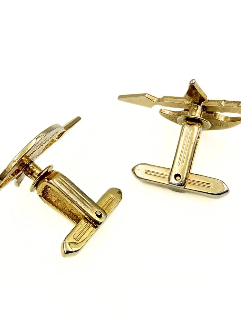 Hickok USA Signed MCM Gold Plated Viking Medieval Axe Motif Cufflinks